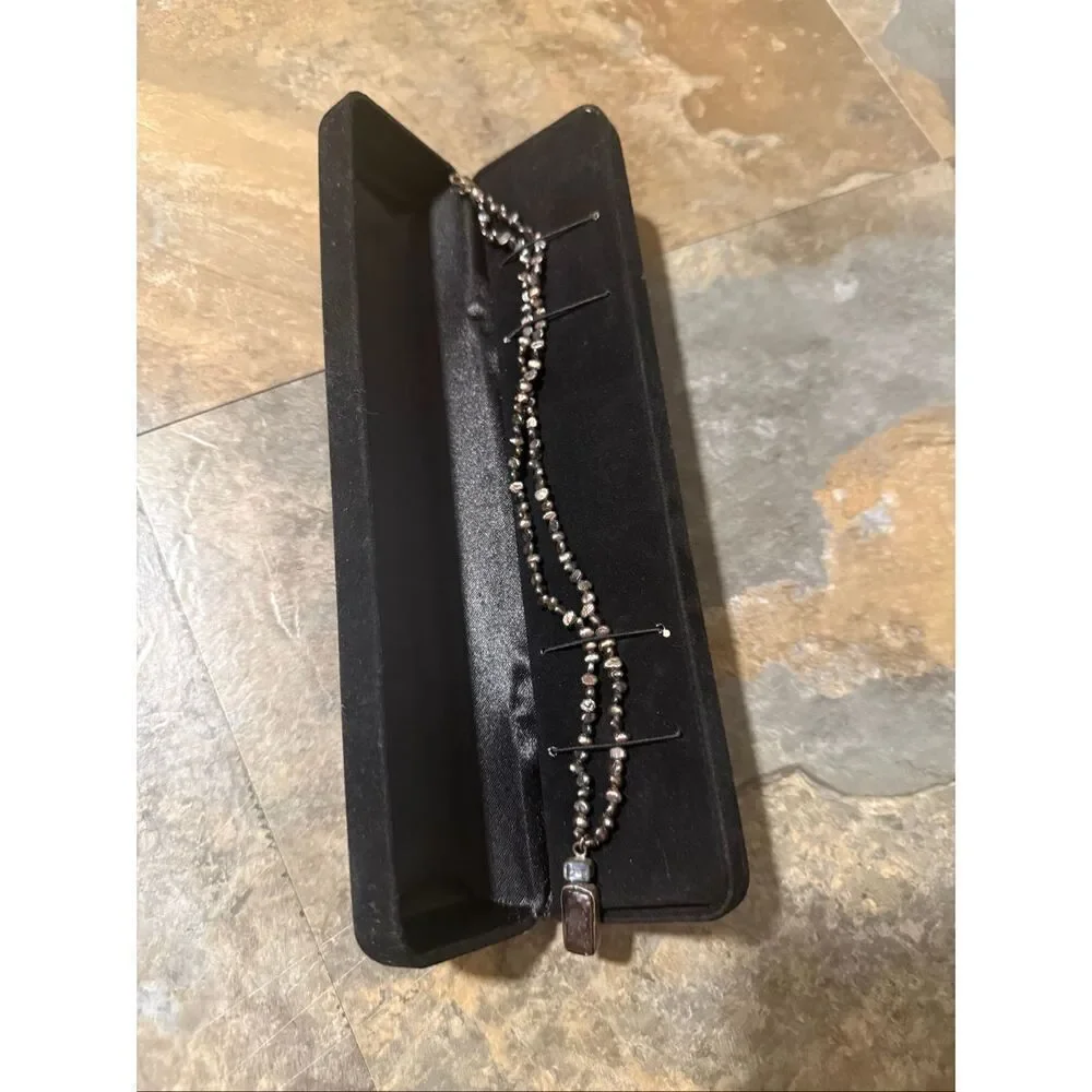 Purple beaded stone necklace new in box